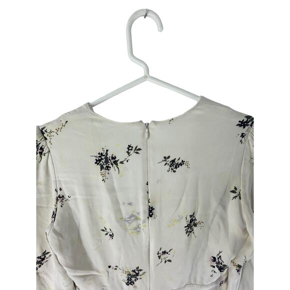 A.L.C. Black White Floral Long Sleeve V-Neck Flounce Mini Dress Women's Size 0 - Picture 8 of 10